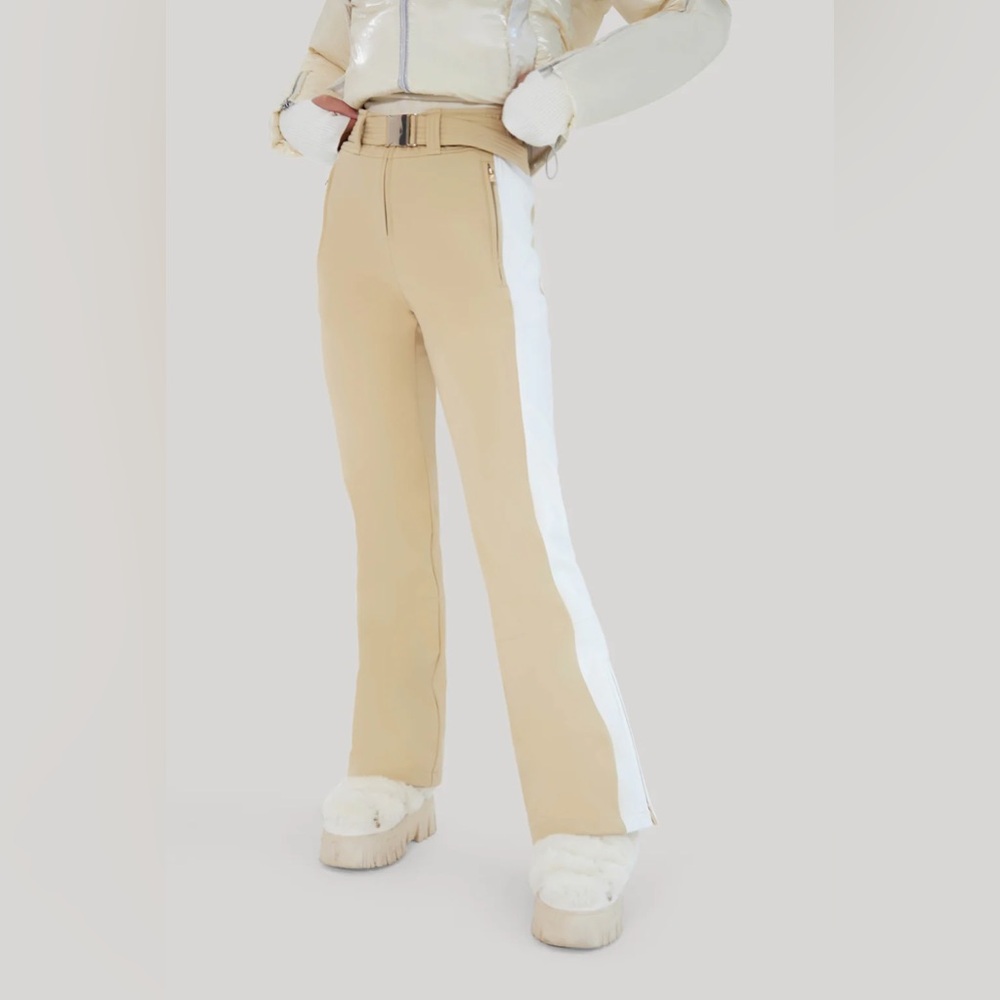 My Sunday Ski - STRIPE PERFECT SKI PANT - CAMEL / WHITE